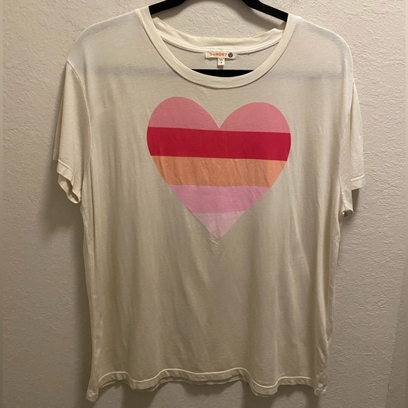 Sundry Striped Heart T-shirt Size 2 - Picture 1 of 7